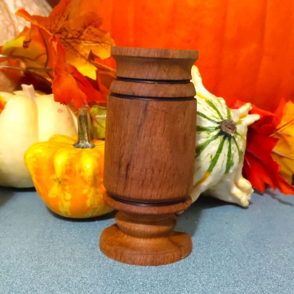 Hand carved wooden shot glass/tooth pick holder/candle stick holder